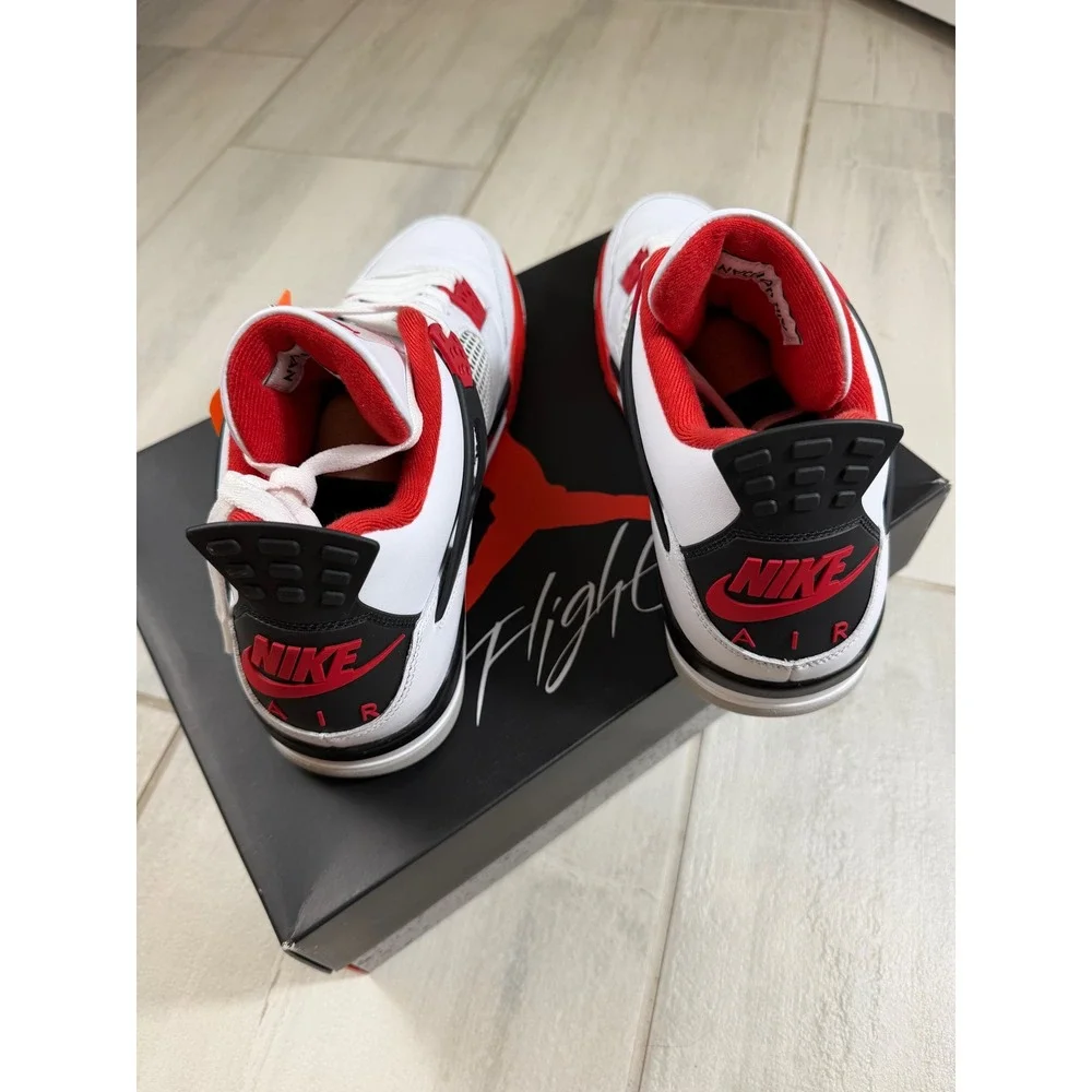 Air Jordan 4 Retro Fire Red 2020 White Black DC7770-160 Mens Size 13